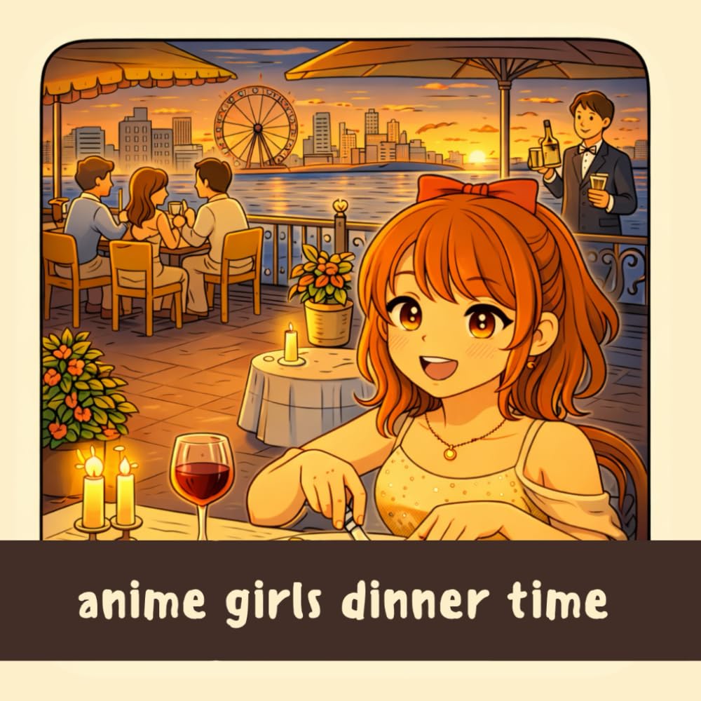 Cozy Anime Dinner Time Coloring Book For Kids: A little adventure in a cozy anime girls dinner time