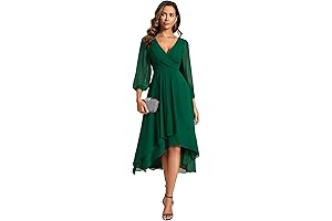 Spring Chiffon V-Neck Dress for Fall Weddings
