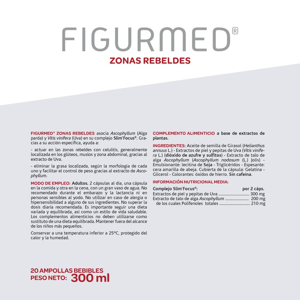 Arkopharma Figurmed Zonas Rebeldes 60 Cápsulas, Ayuda a Reducir la Celulitis de Forma Natural y la Grasa Localizada en Piernas y Glúteos + Asesoramiento Nutricional, Complemento Alimenticio