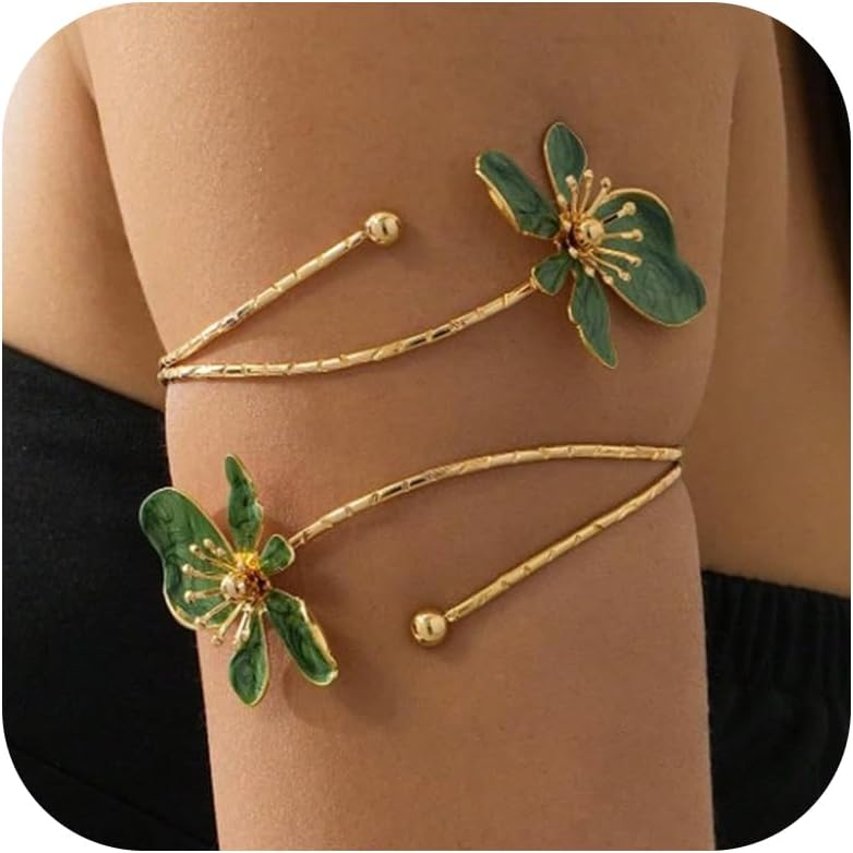 Arm Cuff Jewelry: Adjustable Flower Bangle Bracelet Upper Jewelry for Women