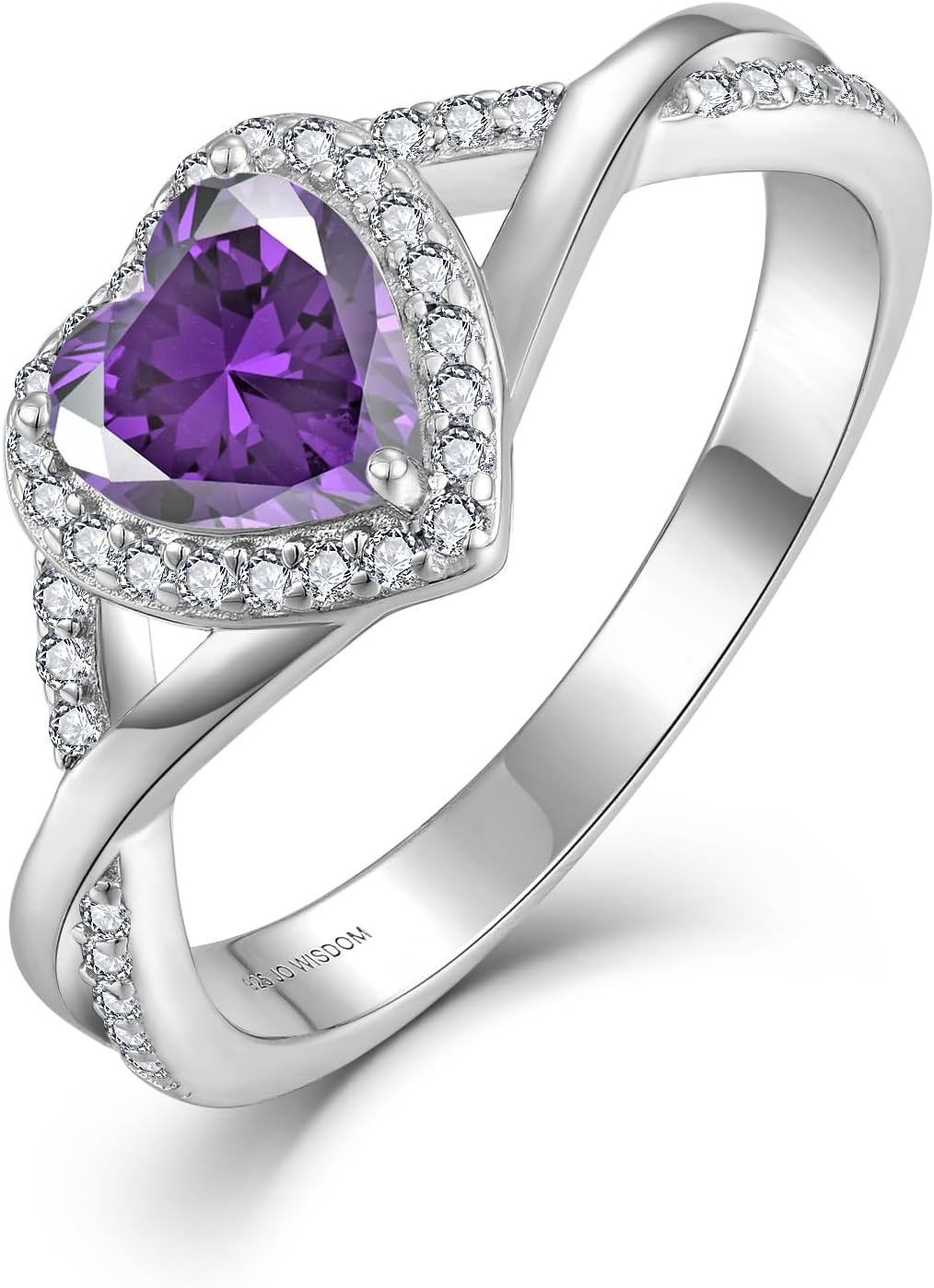 JO WISDOM Promise Rings for Women 925 Sterling Silver Infinity Heart Halo Promise Ring for Her