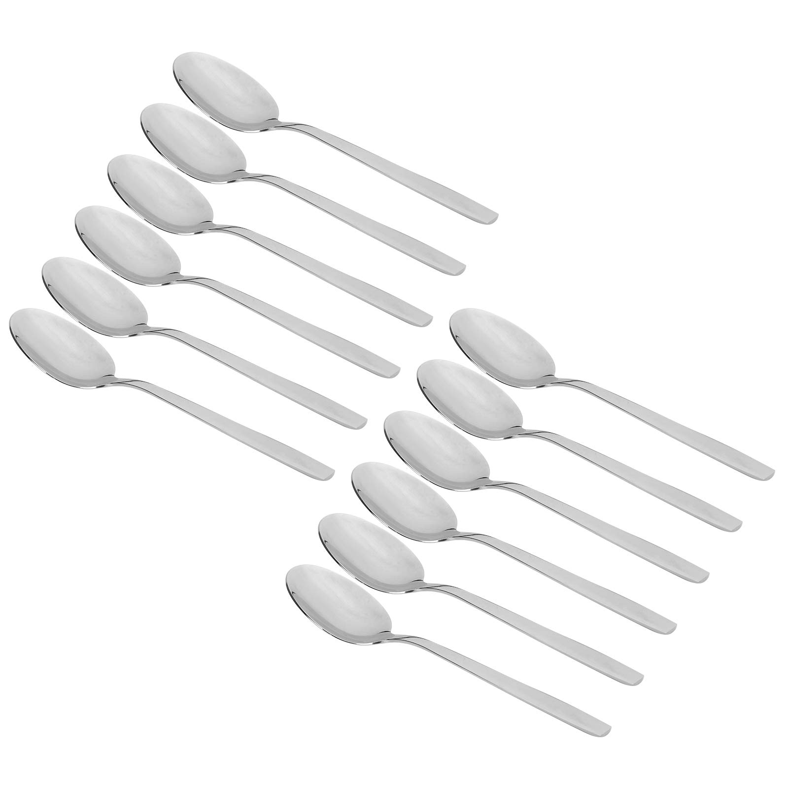 Lot de 12 cuillères à dessert avec long manche, cuillère à soupe en acier inoxydable 316, cuillère à café glacé avec finition polie miroir et poignée arrondie pour