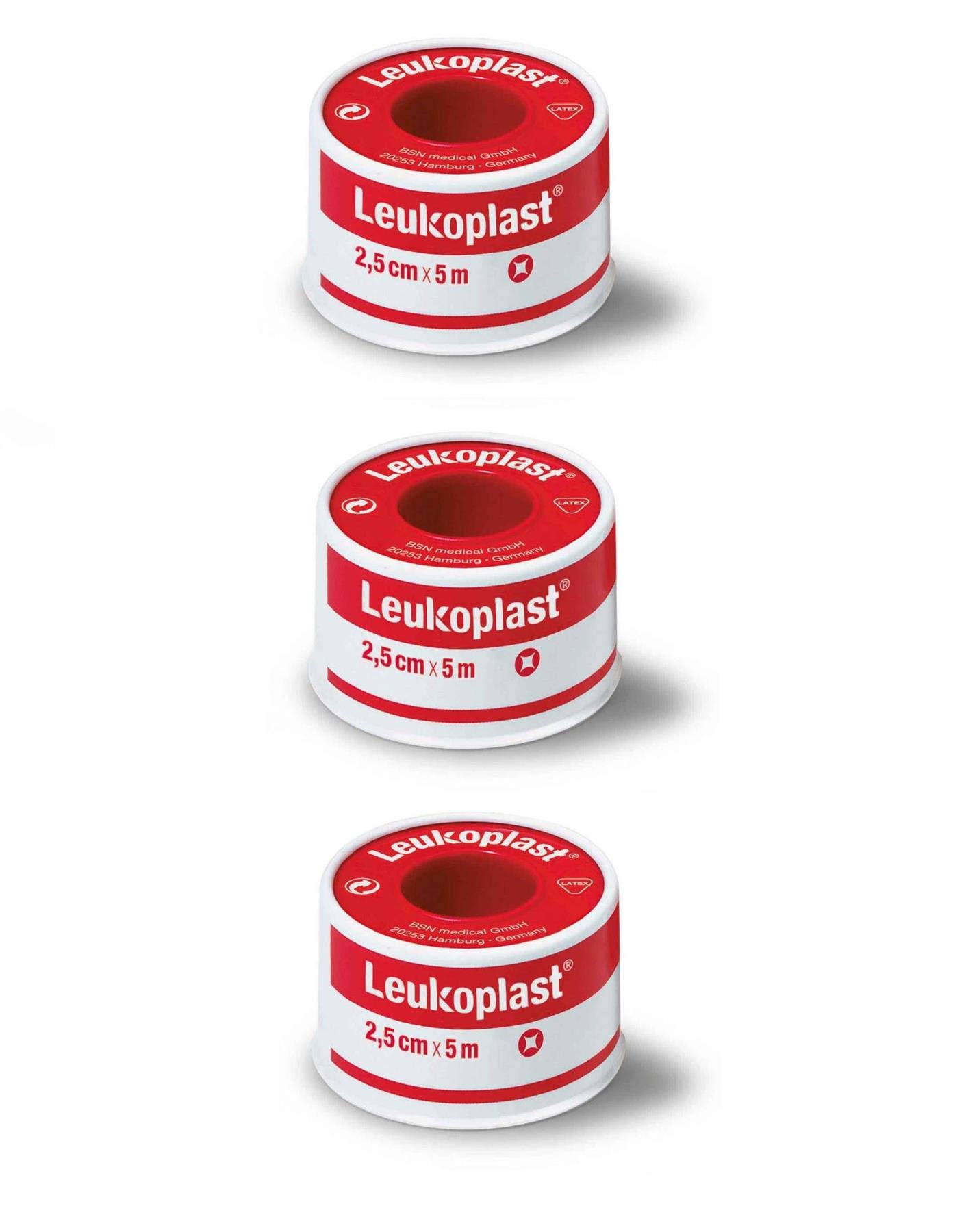 Leukoplast Klasyczna taśma do mocowania opatrunku - taśma medyczna o wysokiej przyczepności do mocowania opatrunków na miejscu - rolka 3 x 5 m x 2,5 cm
