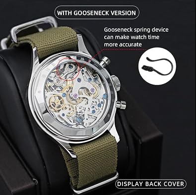 SEAKOSS 1963 Pilot Chronograph Watch for Men, Original Seagull ST1901 Manual Wind Mechanical Movement, Vintage Military Wristwatch