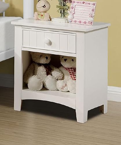 Miniatura 3 de White Nightstand Shelf Storage Drawers Pine Veneer MDF Wooden 1pc Modern Nightstand