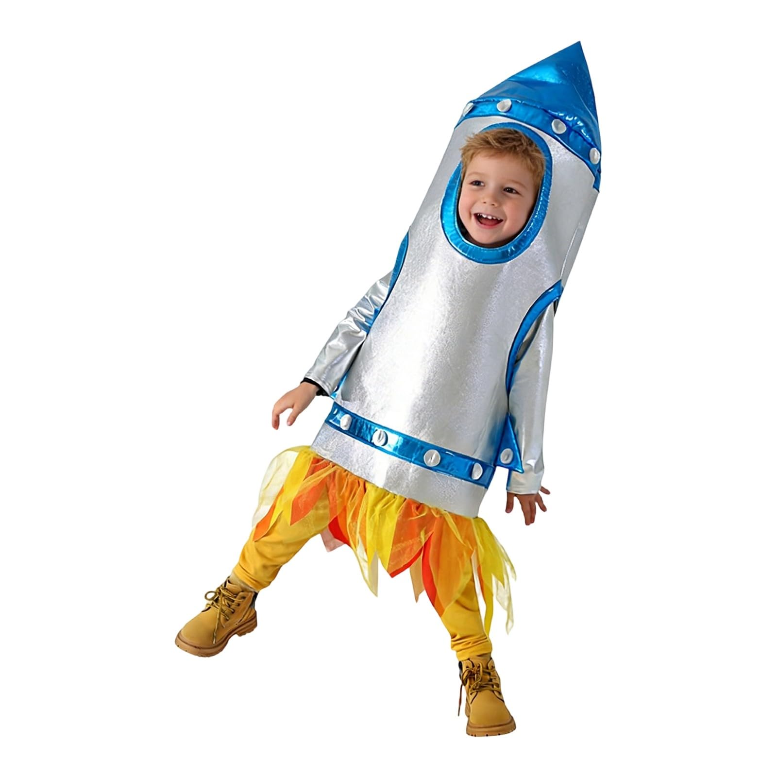 Generico Costume Bambino Razzo Completo 3 Pezzi per Feste Cosplay Gioco di Ruolo Travestimento di Carnevale per Bambini per Recite e Sfilate Spaziali