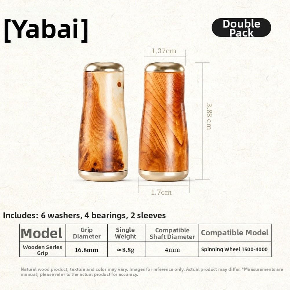 Manopola in legno per mulinello da pesca, impugnatura rivestita a 6 strati con guarnizione in gomma per mulinelli da lancio e spinning, ricambio antiscivolo per tutte le stagioni (Thuja 2 pezzi)