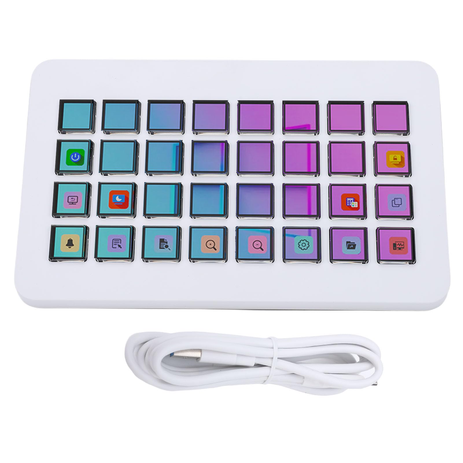 GOWENIC Tastiera Macro a 32 Tasti, Controller LCD Programmabile con Tasti Macro Personalizzabili per Controllare App e Software per PC, Editing Video in Streaming Live e Trasmissi (WHITE)