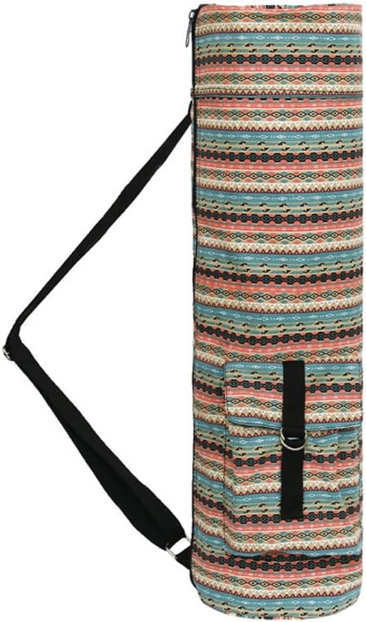 Fashion Sports Yoga Mat Storage Shoulder Bag Bohemian Fitness Messenger Cylinder(Black)