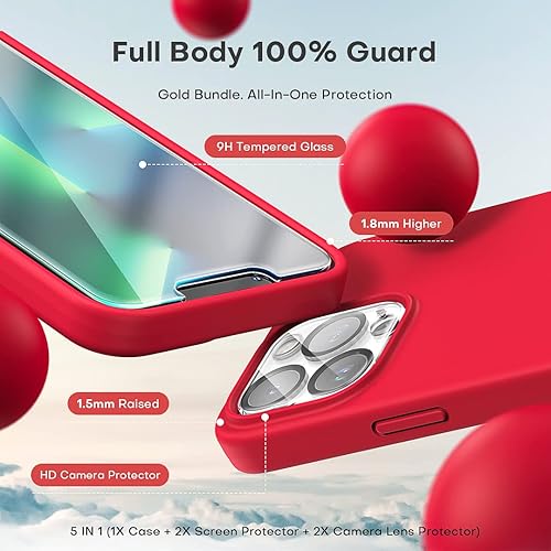 Vista 403 de TOCOL - Funda 5 en 1 para iPhone 11, con 2 protectores de pantalla + 2 protectores de lente de cámara, funda delgada de silicona líquida a prueba