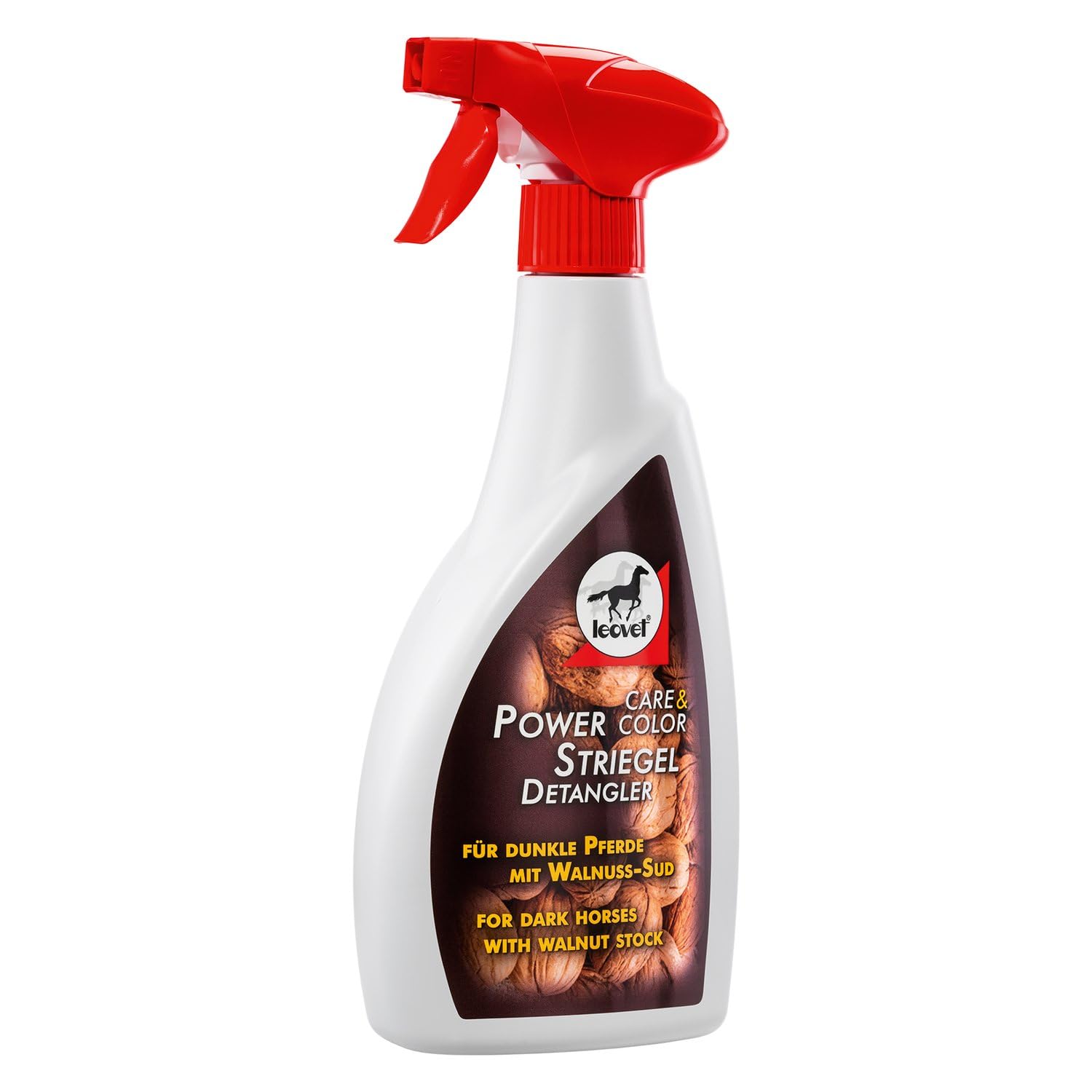 Leovet Power Desenredante Nuez Botella con Spray | 550 ml | Cuidado del Pelaje para Caballos de Pelaje Oscuro | Desenredado rápido de la Crin y la Cola | Conforme a ADMR, sin Tiempo de Espera