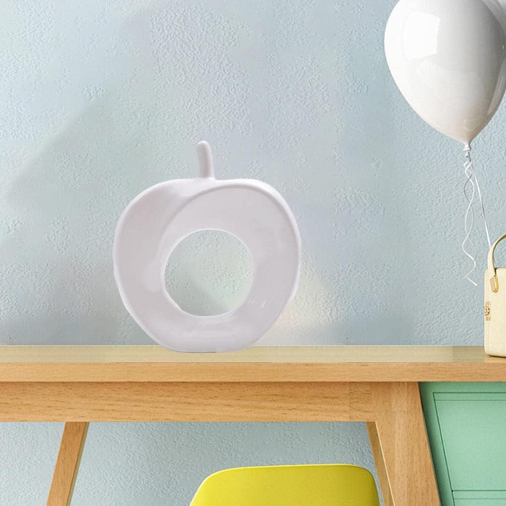 Ceramic Apple Figurine Fruit Statue Modern Apple Sculpture Crafts Apple Model for Home Office Desktop Crafts Gifts - White