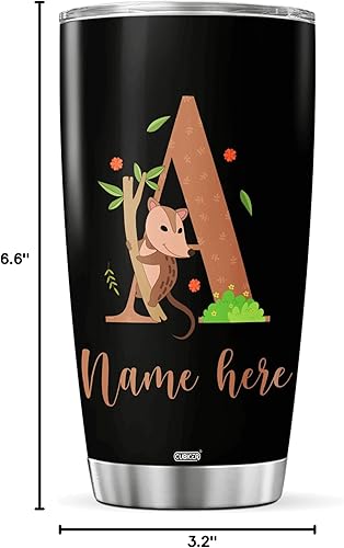 Vista 69 de CUBICER Vaso de café personalizado con inicial de unicornio de acero inoxidable con nombre personalizado, taza de bebida con letras de animales