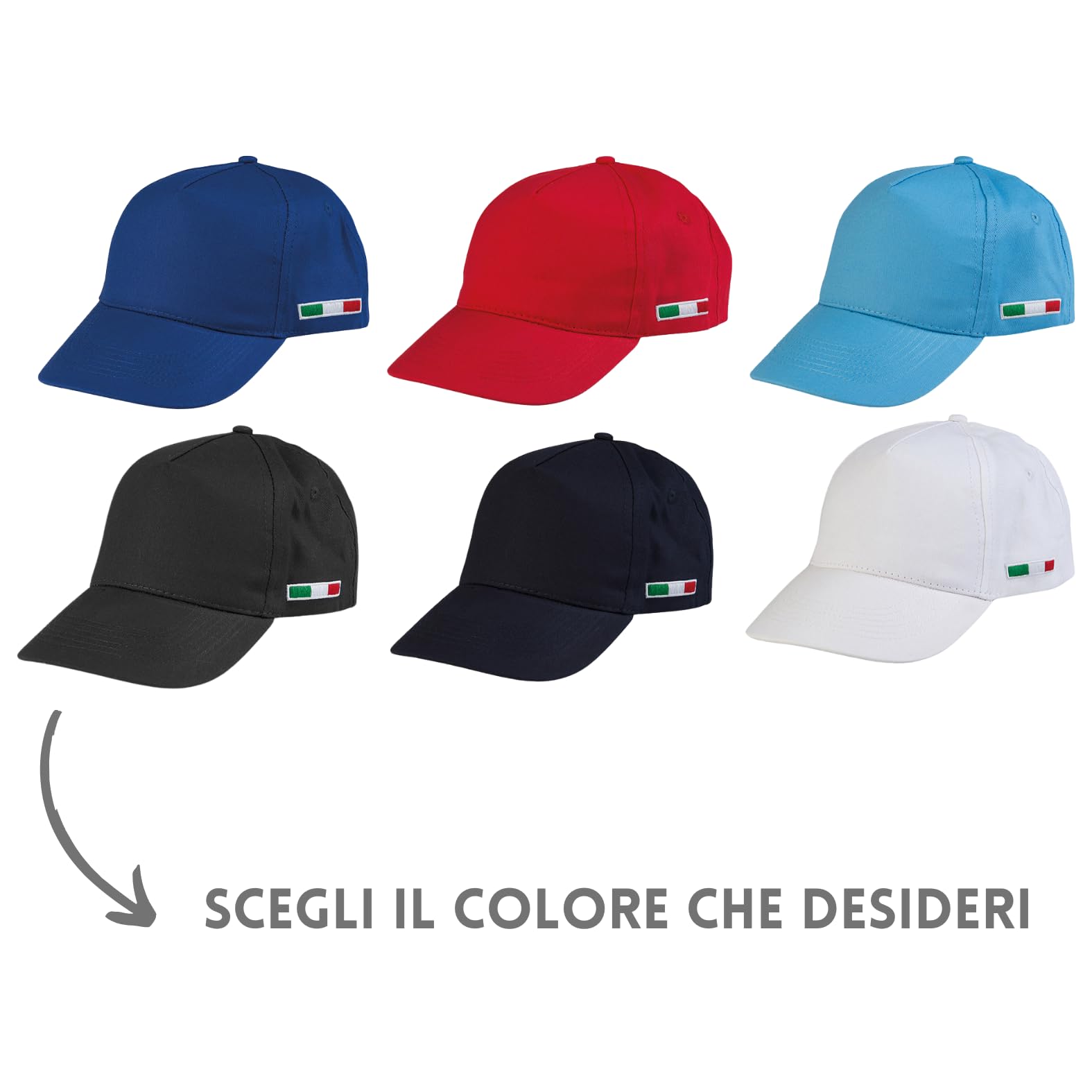 Stock da 10 Cappellini Personalizzati con Logo Gadget Personalizzabili Promozionali con Stampa per Eventi, Gite, Fiere, Aziendali Berretti Pubblicitari da Uomo e Donna Stampati con Visiera PM102