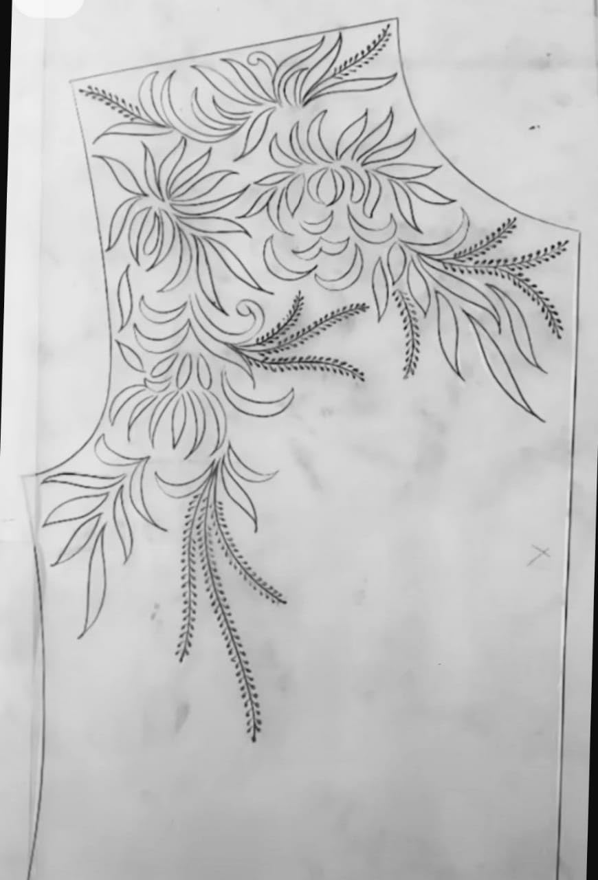Floral Pattern Hand Embroidery Design Template, Elegant Flower and Leaf Motif-image-33