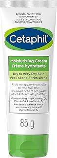 Cetaphil Moisturizing Cream With Sweet Almond Oil And Glycerin - 48hr Hydration - For Dry To Very Dry And Sensitive Skin - Fragrance Free, Paraben Free - Dermatologist Recommened, 85g