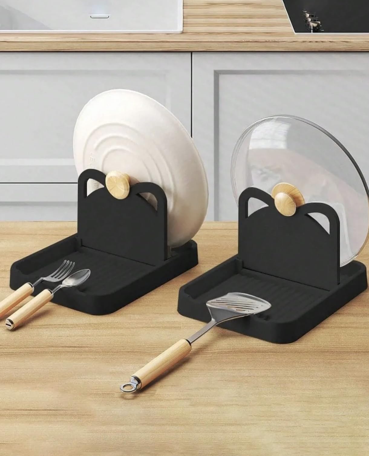 Multifunctional Pot Lid Holder/Drying Rack WHITE