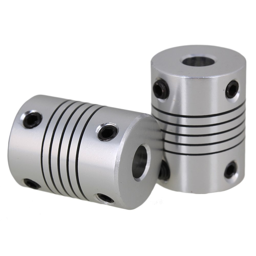 Ewead,2pcs Flexible 6.35x10mm Silver CNC Stepper Motor Shaft Coupling