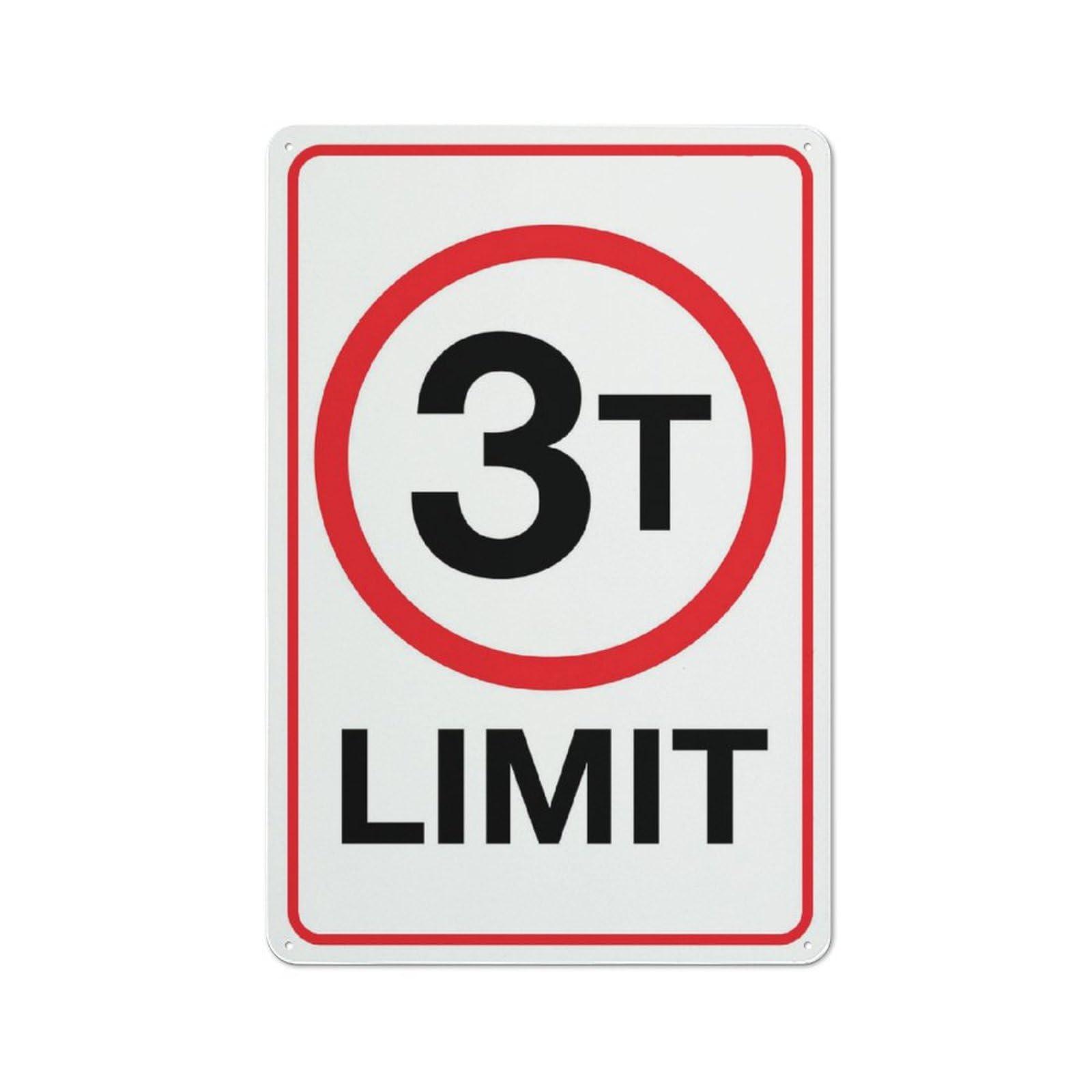 3 Tonne Limit Sign, 8x12 Inch Metal Aluminum, Pre-Drilled Holes for Easy Mounting, Indoor/Outdoor Use for Fence, Door, Gate
