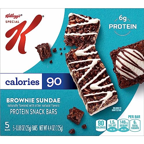Special K Protein Snack Bars, 6G Protein, Lunch Snacks, Brownie Sundae, 4.4Oz Box (5 Bars) #TOP3