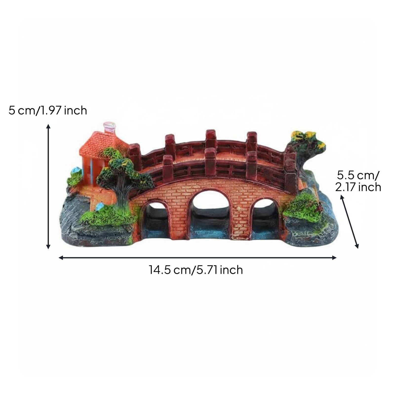Qianly Aquarium Mountain Ornament Aspetto Naturale Aquatic Landscape Rock Decoration Effetto Realistico Ornamento Acquatico per Acquariofili, Ponte A Tre Fori Medio