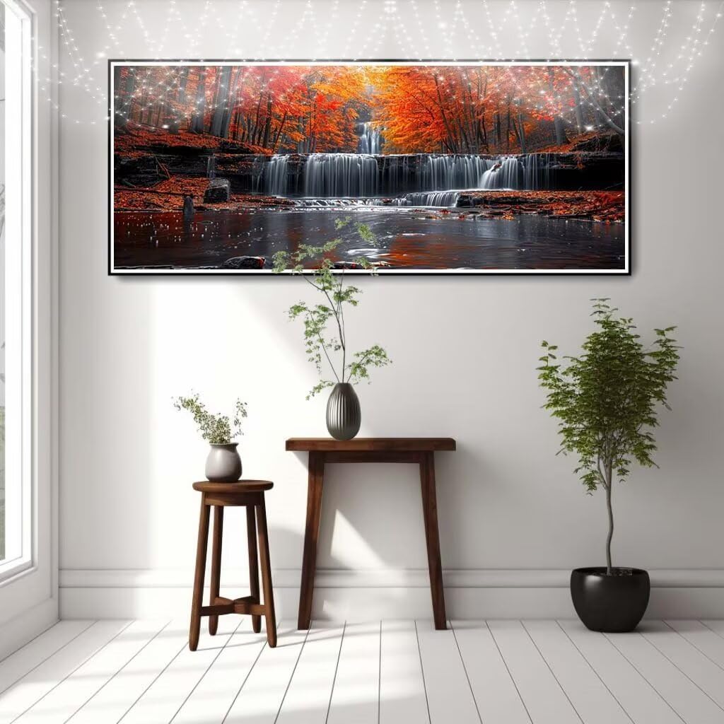 5D DIY Zestaw do malowania diamentowego lasu, wodospad, diament, kryształowy ścieg krzyżykowy do dekoracji domu, pełny zestaw do malowania diamentowego, puzzle diamentowe rzemiosło dla dorosłych