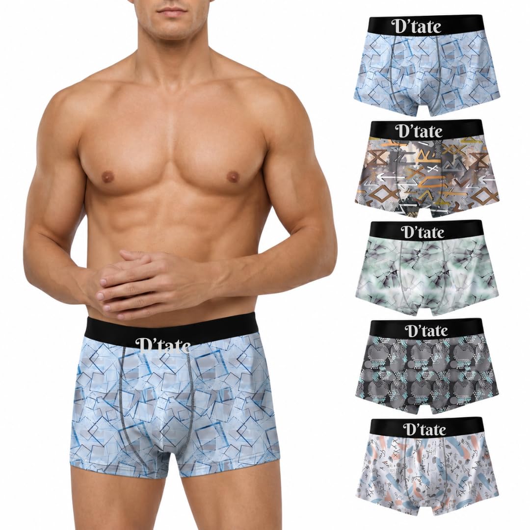 Men's Printed Boxer Briefs Soft Stretch Breathable Trunks Pack of 5-image-44
