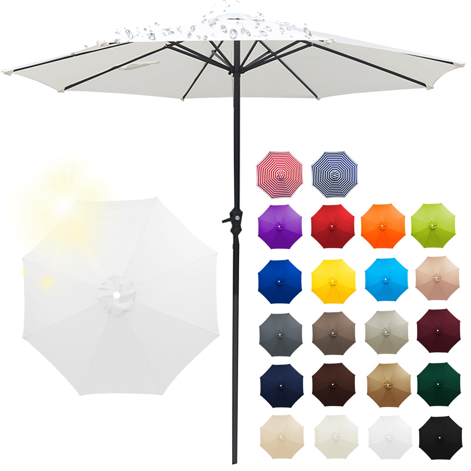 HEATPOWEOK Toldo de Recambio de Sombrilla 2/2.3/2.5/2.7/3/3.5/4 Metros, tela de Repuesto Para Sombrilla 6/8 Varillas, Protección UV Toldo de Repuesto Para Parasol para Exteriores