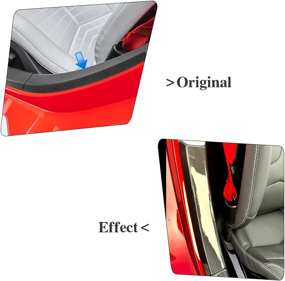 Jogon Dry Carbon Fiber Inner Door Sill Scuff Plate Cover Trim for Corvette C8 Z51 Z06 Stingray HTC Coupe 2020 2021 2022 2023 2024 2025, Interior Door Sill Upper Panel (Glossy CF)