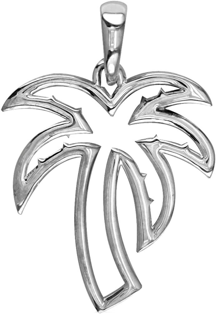 Small Open Contemporary Palm Tree Charm in Sterling Silver