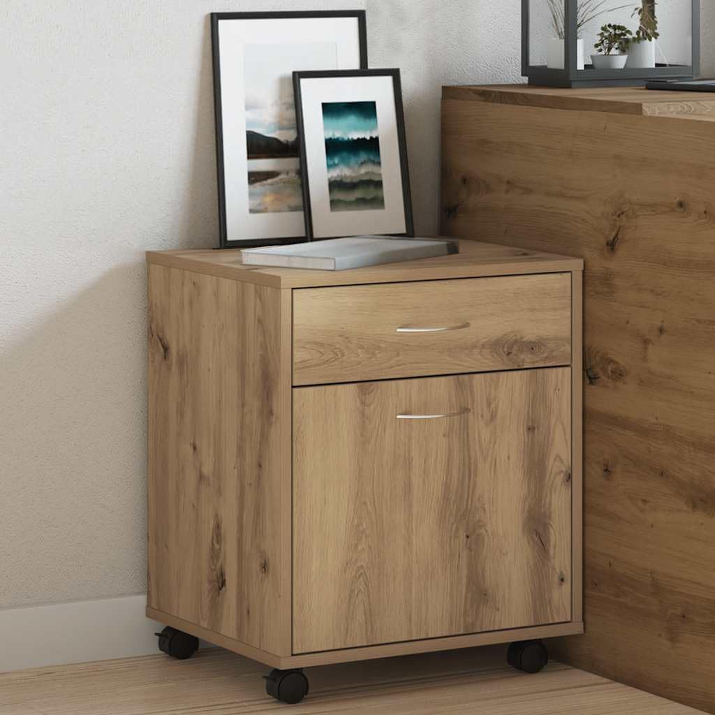Armadietto con Ruote Rovere Artigianale 45x38x54 cm Truciolato