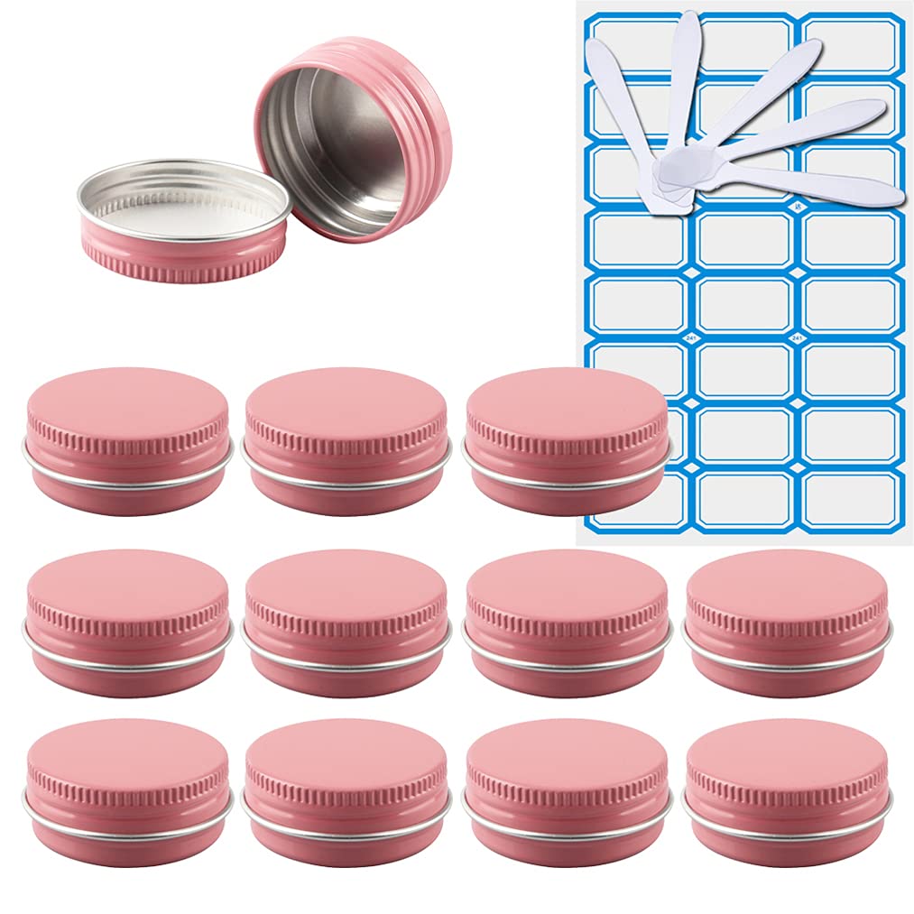 10 Piezas Tarros de Aluminio con tapa Rosca 15ml, Negro Mate Tarros de Aluminio Vacíos Redondo para Contenedor De Cosméticos Cremas Caja de almacenaje con 5 Espátula y 1 Etiqueta — view 9