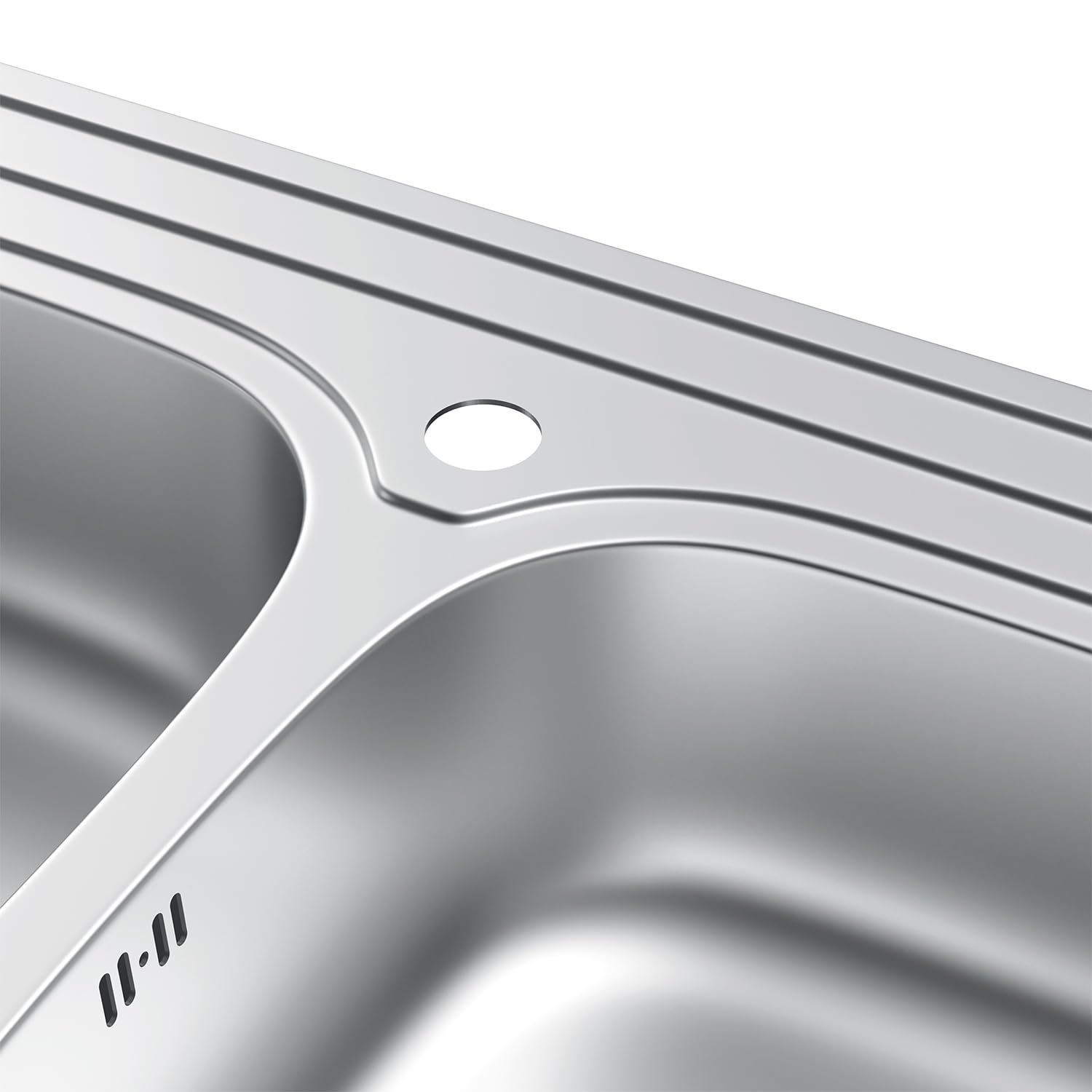 Lavello da cucina doppio in acciaio inox, 80 x 60 cm, con 2 vasche con sifone