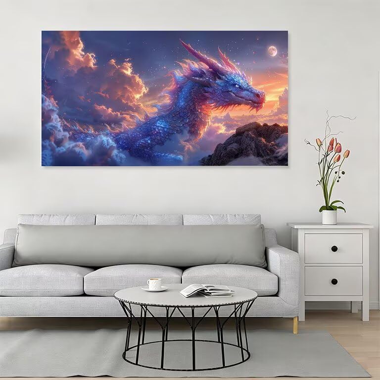 Point de croix dragon 70x140cm pour déco murale - 4