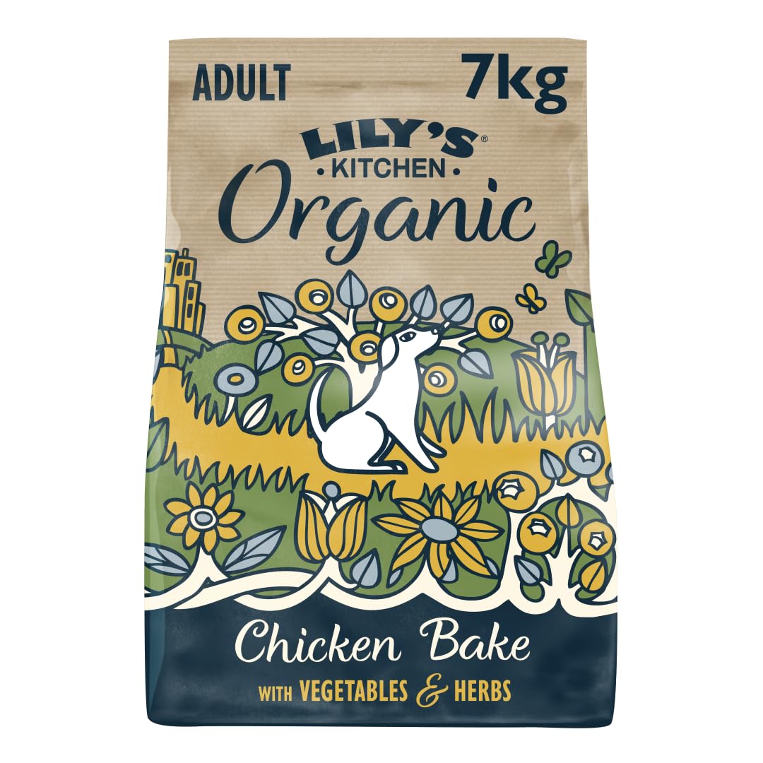 Lily's Kitchen Mit natürlichen Zutaten hergestellt Trockenfutter für ausgewachsene Hunde Hundefutter Bio Huhn-Auflauf Ausgewogene Ernährung 7kg Beutel