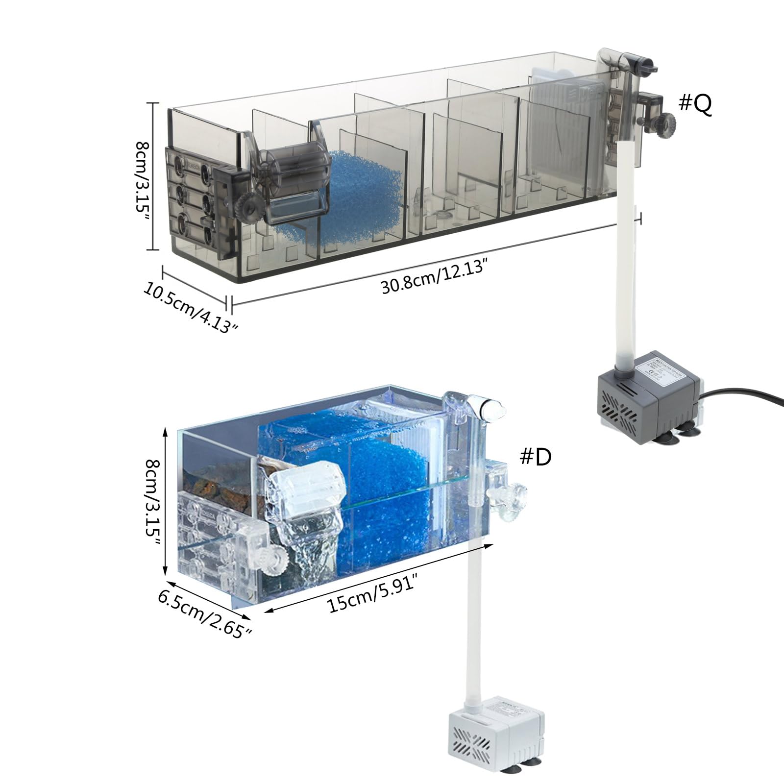 Appareil de Filtration d'aquarium Aquarium 3 en 1 Appareil de Purification d'eau Externe Appareil de Purification d'eau Mural pour Aquarium Fish-Tank Fish Bowl