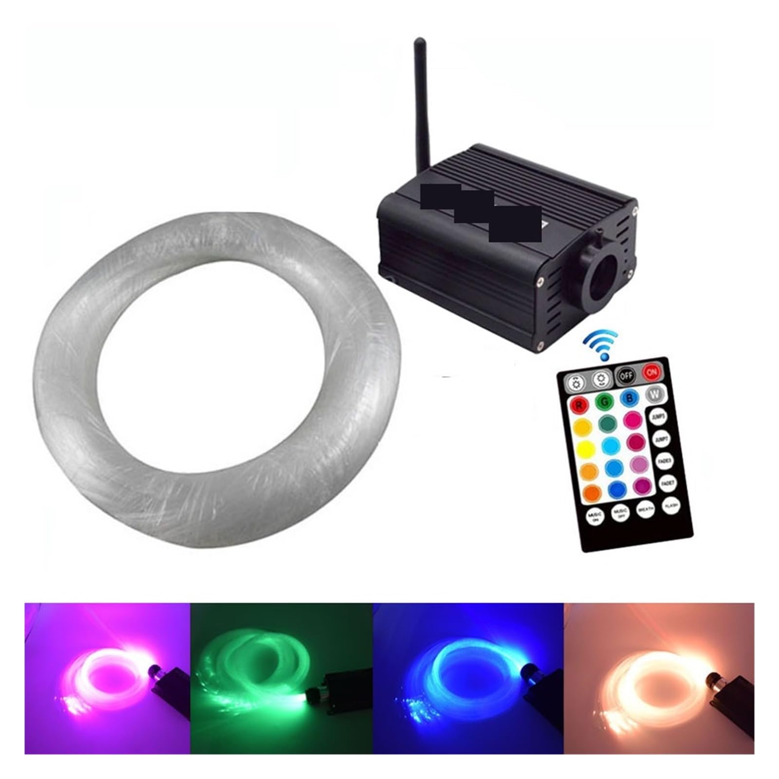 Oświetlenie wnętrza samochodu LED, Inteligentna aplikacja Bluetooth 16W samochodowe gwiaździste światła, muzyczne aktywne zestawy świateł światłowodowych do światłowodowego projektu oświetlenia LED Św