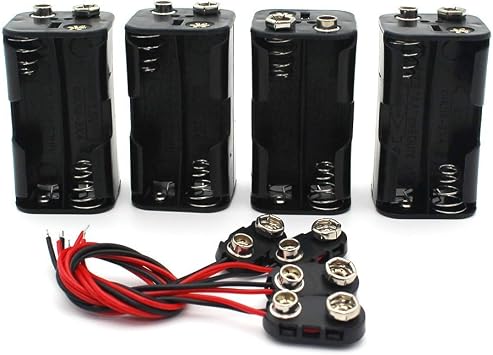 4set Thicken Battery Holder for 4 x AA with Standard Snap Connector and Hard Plastic Housing T Type Wire