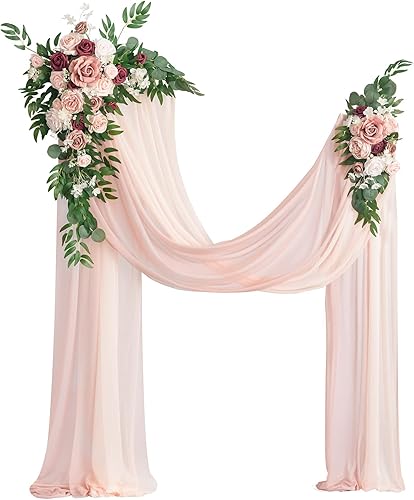 Miniatura 1 de Ling's moment - Flores básicas de arco con cortinas (juego de 4)  2 piezas de flores con 5 cortinas de arco para decoración de árbol de 5 pies x 6