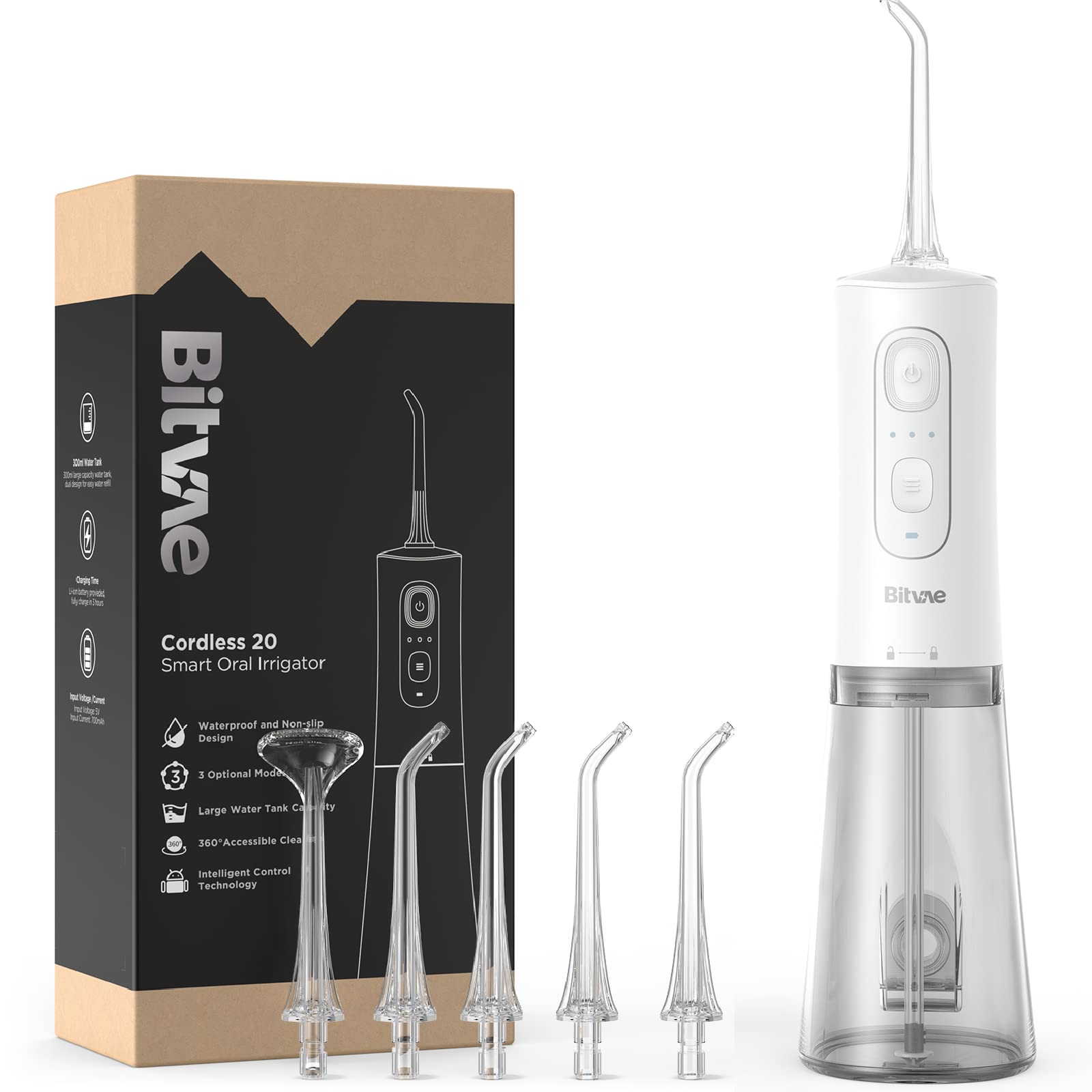 Photo 1 of Bitvae Cordless Water Dental Flosser for Teeth , Portable 300ML Water Teeth Cleaner 