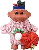 Vista 3 de Funda para encendedor de muñecas Troll para Bic de tamaño regular con cadena de eslabones, suéter de estilo aleatorio adicional (rosa 2)