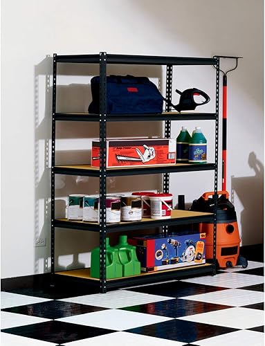 Miniatura 2 de EDSAL UR245AZ-BLK Estante de almacenamiento de acero, 5 estantes ajustables, capacidad de 4000 libras, 72 pulgadas de alto x 48 pulgadas de ancho x