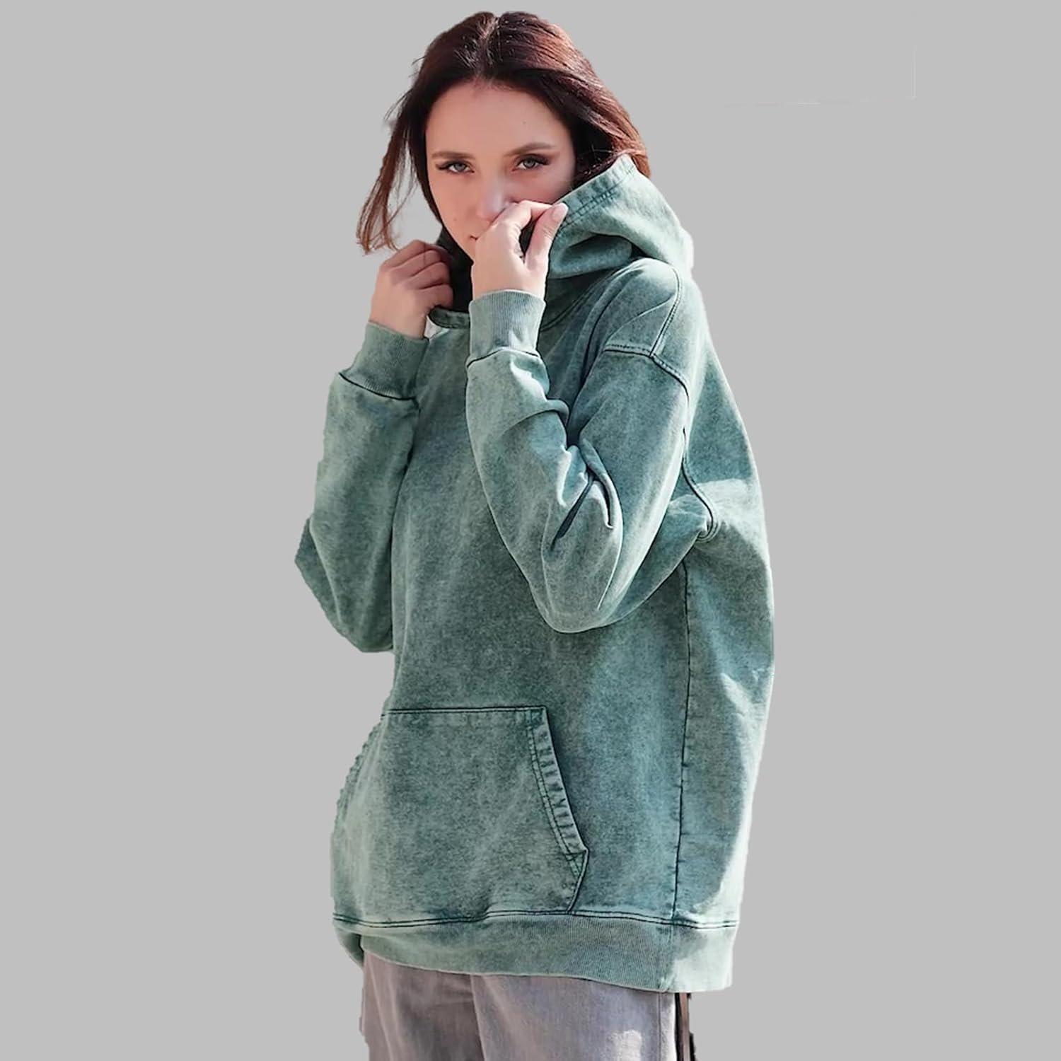 Eadali Mens Oversized Hoodies Vintage Hoodie Couples Pullover Acid Wash Hoodies for Men Streetwear Sweatshirts