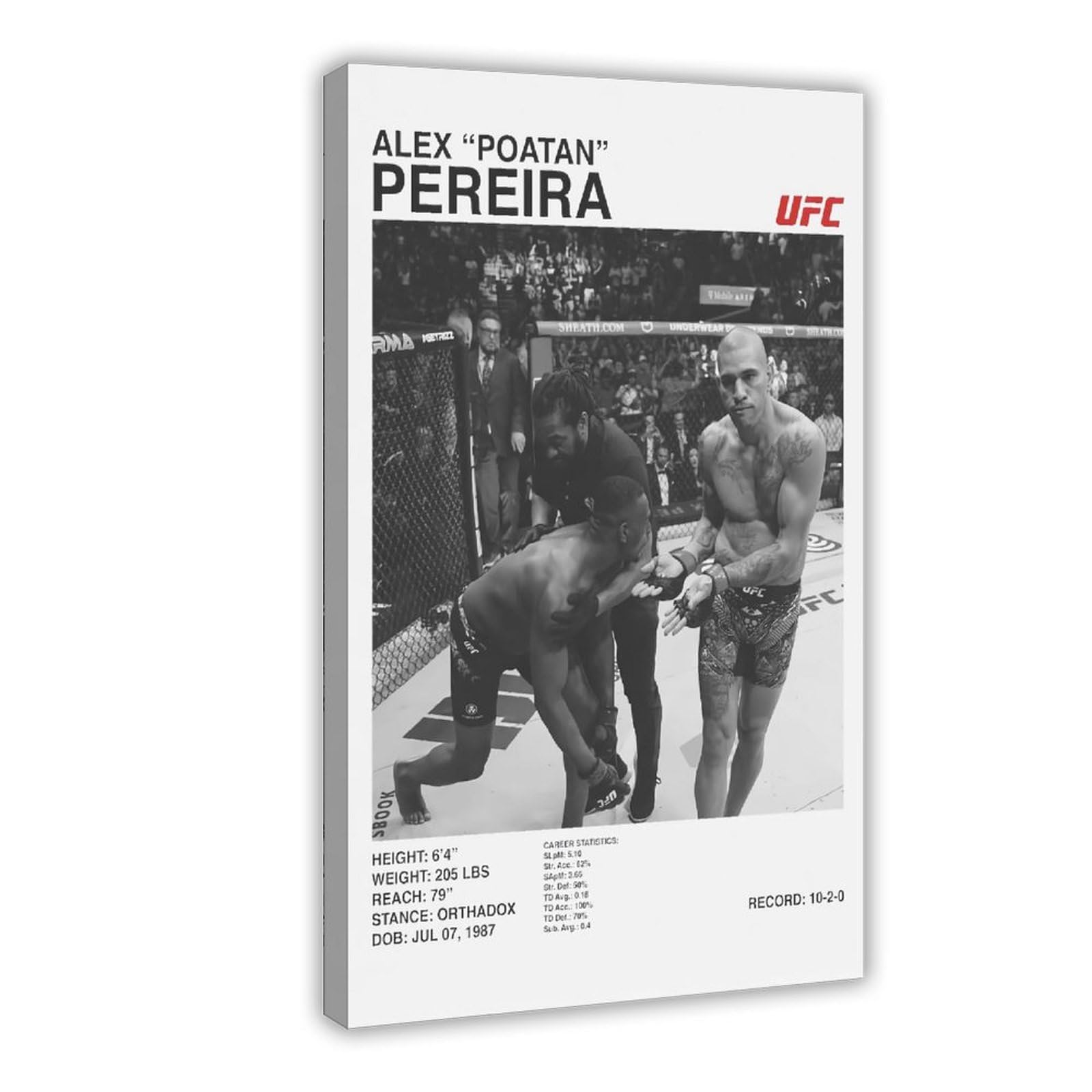 SFQQE Alex Pereira UFC Poster Canvas Poster Wall Art Decor Print Picture Paintings for Living Room Bedroom Decoration 12x18inch(30x45cm)