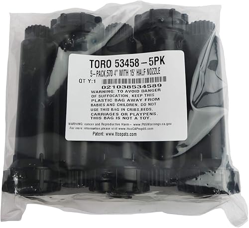 Miniatura 2 de Toro 53458 - Paquete de 5, aspersor desplegable de media boquilla de 4 pulgadas y 15 pies, serie 570, color negro