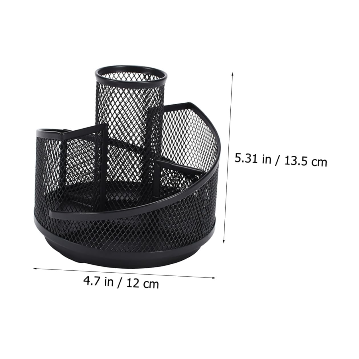 SEWACC 4 Stück Drehbarer Metall Stiftehalter mit Fächern Großer Kapazität Multifunktionaler Schreibtisch Organizer für Bürobedarf und Kosmetik Platzsparende Aufbewahrungsbox in Schwarz
