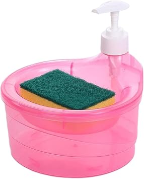 Dishwashing Soap Dispenser, 2 in 1 Counter Dish Washing Soap Dispenser, Kitchen Soap Dispenser with Sponge, Space Saving Hand Soap Dispenser, Large Capacity Liquid Soap Dispense for Bathroom Kitchen