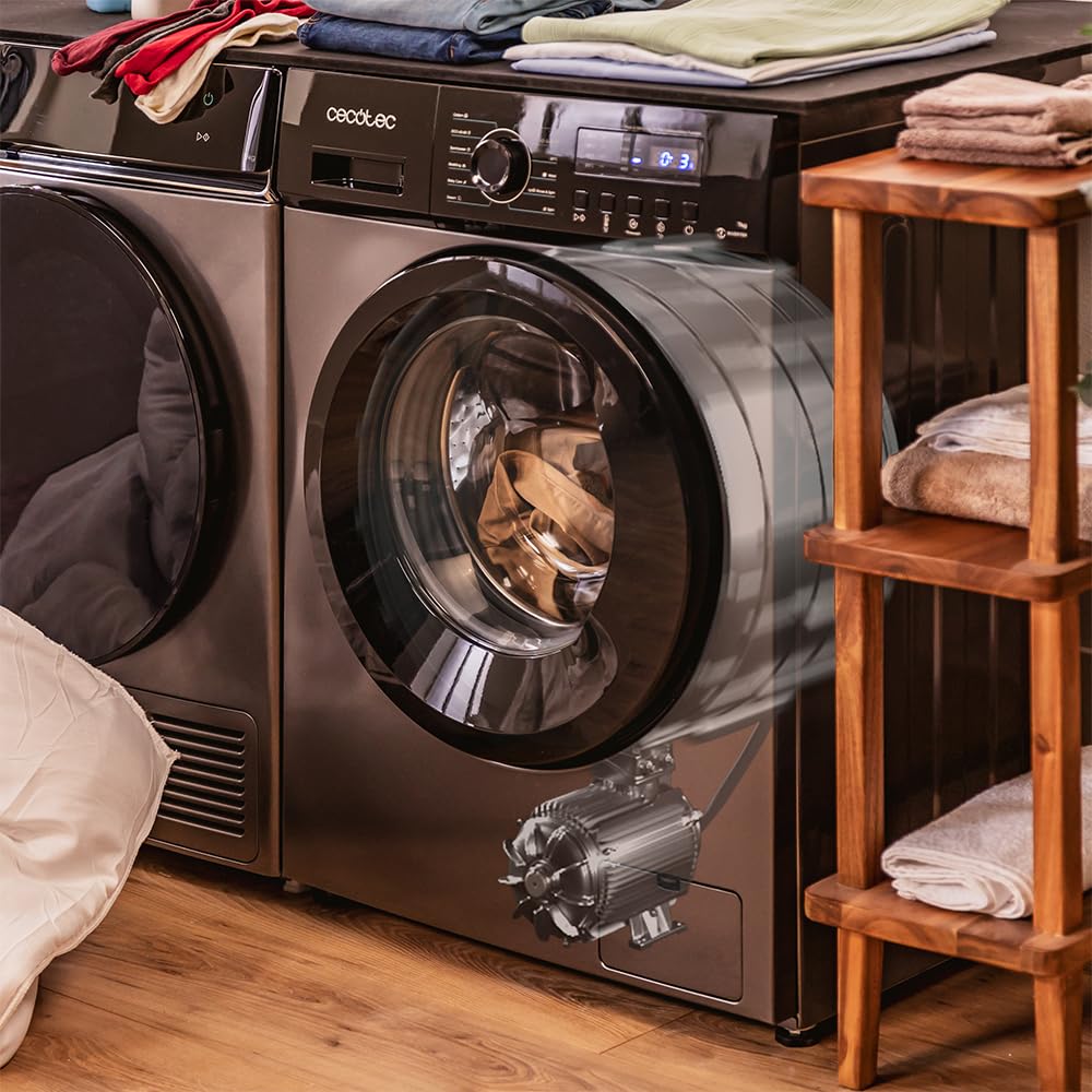 Cecotec Pralka 7 kg Obciążenie od przodu Bolero DressCode 7150 Inverter Steel A. Pralka 7 kg z silnikiem inwerterowym Plus 1400 obr/min, 12 programów, parą Max i wydajnością klasy A, wydajne i ciche