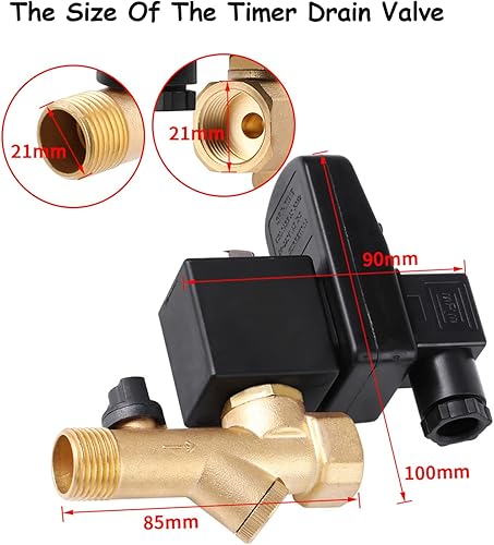 Miniatura 6 de Válvula de drenaje automática G12, válvula de drenaje del compresor de aire AC230V DN15 Válvula de drenaje con temporizador de 0-1.6Mpa Válvula de