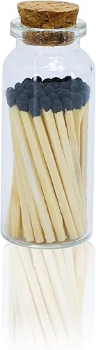 Más de 40 cerillas de cerillas de seguridad en frasco, frasco de vidrio Strike On Bottle de cerillas de 2 pulgadas (tarro de 40 cerillas, negro)